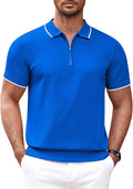 Classic Zipper Short Sleeve Polo Shirt (US Only) Polos COOFANDY Store Royal Blue S