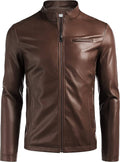 Motorcycle Leather Lightweight Jacket Coat (US Only) Jackets COOFANDY Store Dark Brown S