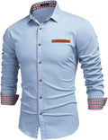 Casual Long Sleeve Button Denim Shirt (US Only) Shirts COOFANDY Store Chambray S