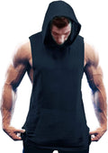Workout Bodybuilding Muscle Sleeveless Hooded Tank Top (US Only) Tank Tops COOFANDY Store Dark Grey Blue S