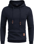 Gym Drawstring Plaid Jacquard Hoodie (US Only) Fashion Hoodies & Sweatshirts COOFANDY Store Navy Blue S