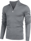 Zip Up Slim Fit Lightweight Pullover Polo Sweater (US Only) Fashion Hoodies & Sweatshirts COOFANDY Store Grey S
