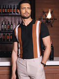 Vintage Stripe Short Sleeve Knitted Polo Shirt (US Only) Polos COOFANDY Store