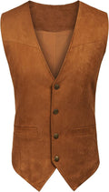 Solid Suede Leather Suit Vest (US Only) Vest COOFANDY Store