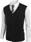 Casual Sleeveless Knitted Button Cardigan Vest (US Only) Vest COOFANDY Store Black S