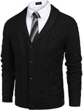 Shawl Collar Button Down Knitted Sweater with Pockets (US Only) Sweaters COOFANDY Store Black S