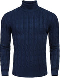 Slim Fit Turtleneck Twisted Knitted Pullover Sweater (US Only) Sweaters COOFANDY Store Navy Blue S