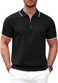 Classic Zipper Short Sleeve Polo Shirt (US Only) Polos COOFANDY Store Black S