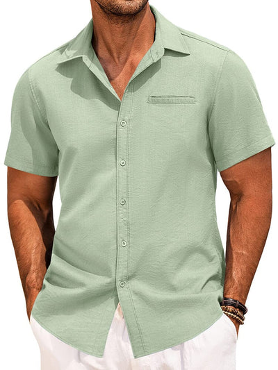 Casual Linen Button Down Shirt (US Only) Shirts coofandystore Green S 