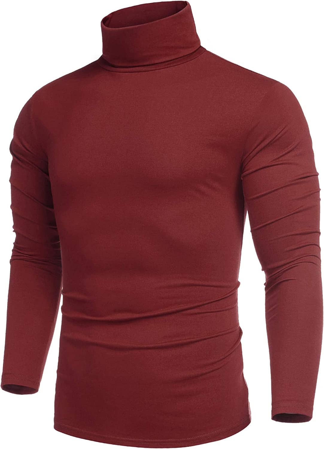 Slim Fit Turtleneck Basic Cotton Sweater (US Only) Sweaters COOFANDY Store Wine Red S 