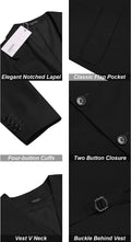 2-Piece Two Button Solid Prom Tuxedo Blazer Vest Set (US Only) Blazer COOFANDY Store
