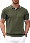 Classic Zipper Short Sleeve Polo Shirt (US Only) Polos COOFANDY Store Army Green S