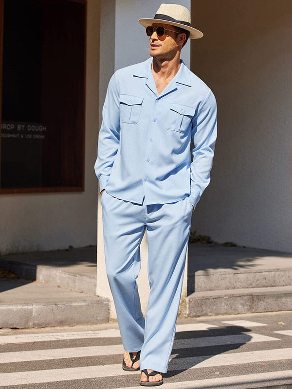 2-Piece Cozy Button Down Cotton Linen Sets (US Only) Sets COOFANDY Store