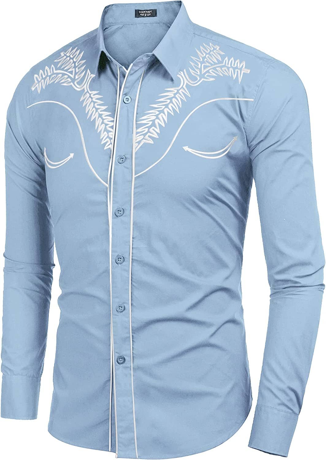 Embroidered Cowboy Button Down Shirt (US Only) Shirts COOFANDY Store 