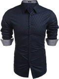Business Long Sleeve Slim Fit Dress Shirt (US Only) Shirts COOFANDY Store Dark Blue S