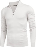 Zip Up Slim Fit Lightweight Pullover Polo Sweater (US Only) Fashion Hoodies & Sweatshirts COOFANDY Store White S