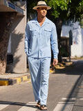 2-Piece Cozy Button Down Cotton Linen Sets (US Only) Sets COOFANDY Store