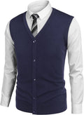 Casual Sleeveless Knitted Button Cardigan Vest (US Only) Vest COOFANDY Store Navy Blue S