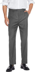 Classic Fit Flat Front Straight Pants (US Only) Pants COOFANDY Store Grey 30W x 28L