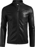 Motorcycle Leather Lightweight Jacket Coat (US Only) Jackets COOFANDY Store Black S