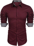 Business Long Sleeve Slim Fit Dress Shirt (US Only) Shirts COOFANDY Store Wine Red S
