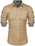 Fashion Business Cotton Dress Shirt (US Only) Shirts COOFANDY Store Khaki S