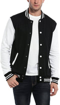 Fashion Varsity Cotton Bomber Jackets (US Only) Jackets COOFANDY Store Black S
