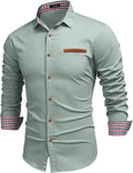 Casual Long Sleeve Button Denim Shirt (US Only) Shirts COOFANDY Store Green S