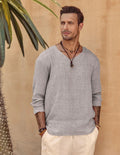 Coofandy Linen Style Simple Long-sleeved Shirt Shirts coofandy