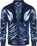70s Disco Christmas Party Zip-up Jacket (US Only) Jackets COOFANDY Store Navy Blue S