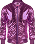 70s Disco Christmas Party Zip-up Jacket (US Only) Jackets COOFANDY Store Purple S