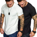 2 Packs Pleats Sleeve Muscle Gym Tee (US Only) T-Shirt COOFANDY Store Black/White S