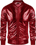 70s Disco Christmas Party Zip-up Jacket (US Only) Jackets COOFANDY Store Red S