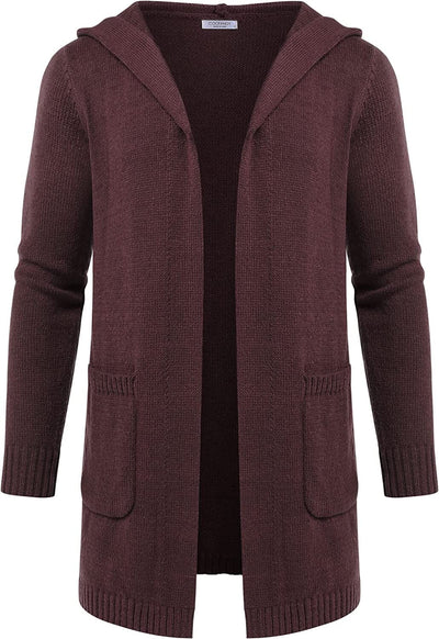 Lightweight Knitted Cardigan Sweaters with Pockets (US Only) Coat COOFANDY Store Wine Red S 