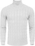 Slim Fit Turtleneck Twisted Knitted Pullover Sweater (US Only) Sweaters COOFANDY Store White S