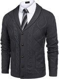 Shawl Collar Button Down Knitted Sweater with Pockets (US Only) Sweaters COOFANDY Store Dark Grey S