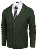 Shawl Collar Button Down Knitted Sweater with Pockets (US Only) Sweaters COOFANDY Store Army Green S
