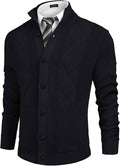 Casual Stand Collar Button Down Cardigan with Pockets (US Only) Cardigans COOFANDY Store Black S
