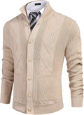 Casual Stand Collar Button Down Cardigan with Pockets (US Only) Cardigans COOFANDY Store Khaki S