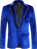 Velvet Slim Fit Solid One Button Blazer (US Only) Blazer COOFANDY Store Blue S