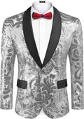 Shiny Sequins Blazer Floral Blazer (US Only) Blazer COOFANDY Store Silver S