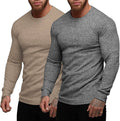 2-Pack Stretch Gym Bodybuilding T-Shirt (US Only) T-Shirt COOFANDY Store Dark Grey/Khaki S