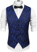 Floral Victorian Tuxedo Suit Vest (US Only) Vest COOFANDY Store Blue Floral S