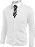 V Neck Lightweight Button Down Knitted Sweater (US Only) Sweaters COOFANDY Store White S