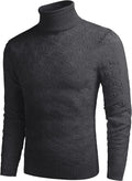 Stylish Slim Fit Turtleneck Pullover Sweater (US Only) Sweaters COOFANDY Store Dark Grey S