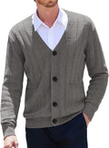 Cardigan Knit V Neck Button up Sweaters (US Only) Sweaters COOFANDY Store Grey S