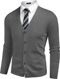 V Neck Lightweight Button Down Knitted Sweater (US Only) Sweaters COOFANDY Store Dark Grey S