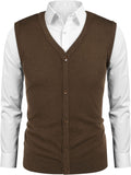 Casual Sleeveless Knitted Button Cardigan Vest (US Only) Vest COOFANDY Store