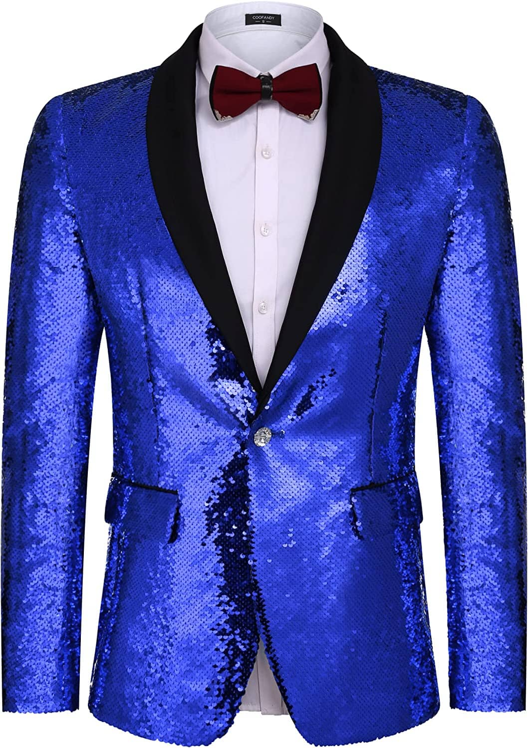 Shiny Sequin Blazer Tuxedo Suit (US Only) Blazer Coofandy Blue S 