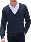 Cardigan Knit V Neck Button up Sweaters (US Only) Sweaters COOFANDY Store Navy Blue S